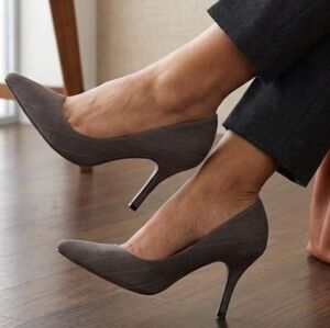 Rampage Dark Grey Striped Career Professional Pointy Toe Shoes 9